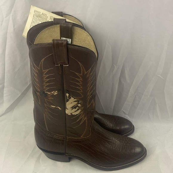 Nocona Cowboy Boots Brown Leather Size 11.5 B NWT READ DEFECT - Picture 1 of 15